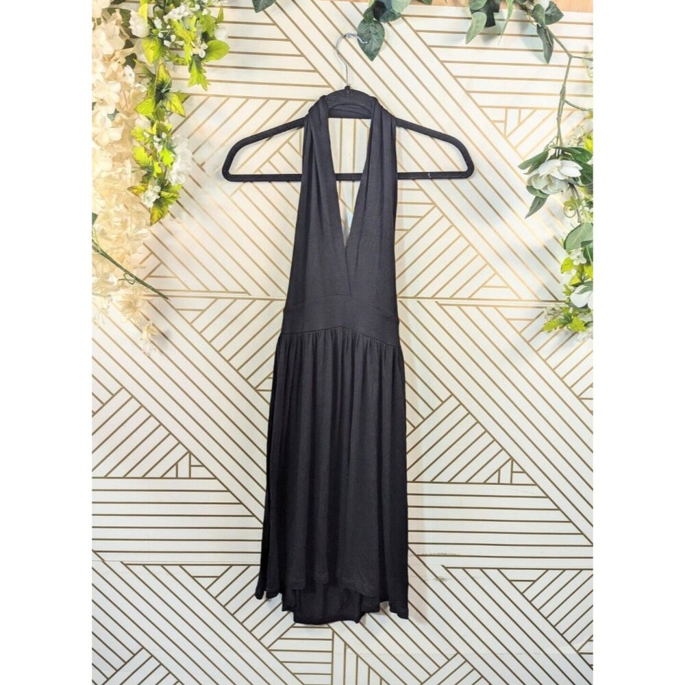 ZARA Women's Halter V-Neck Stretch Dress Flowy Low Back Slinky Size Small